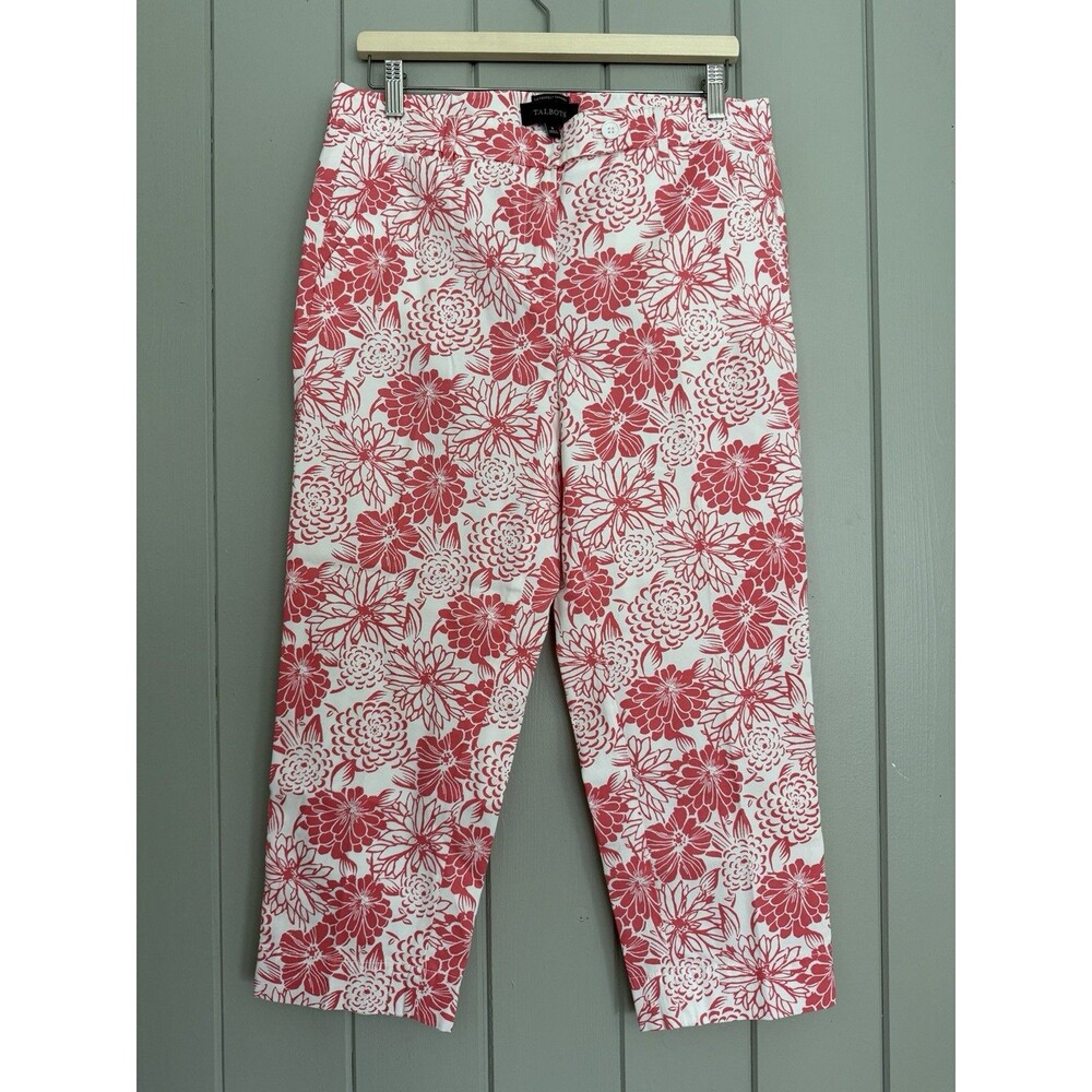 Talbots Pants 8 Perfect Skimmer Capris Cropped Pink Peony Floral Print